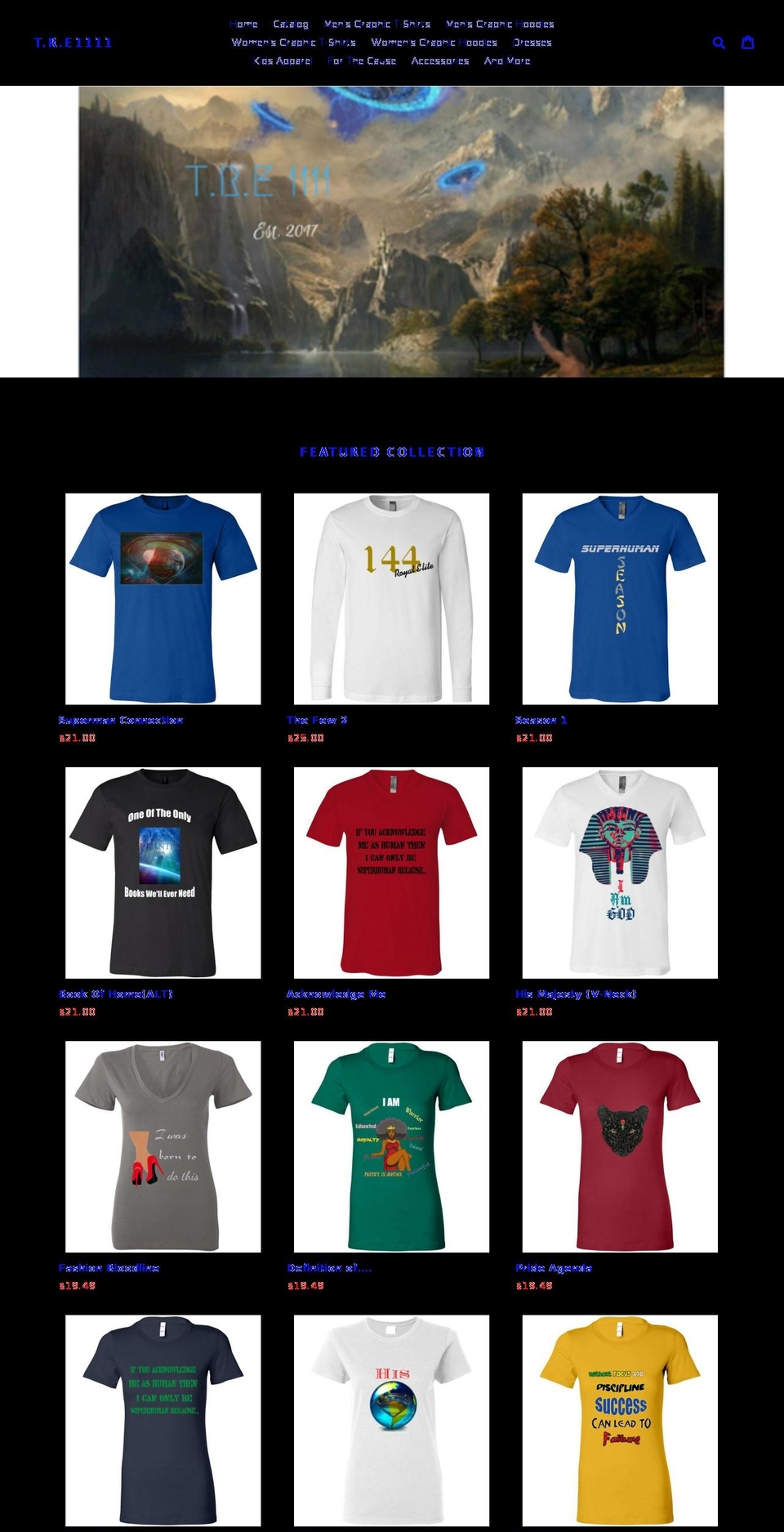 tre1111clothing.com — Shopify storefront screenshot