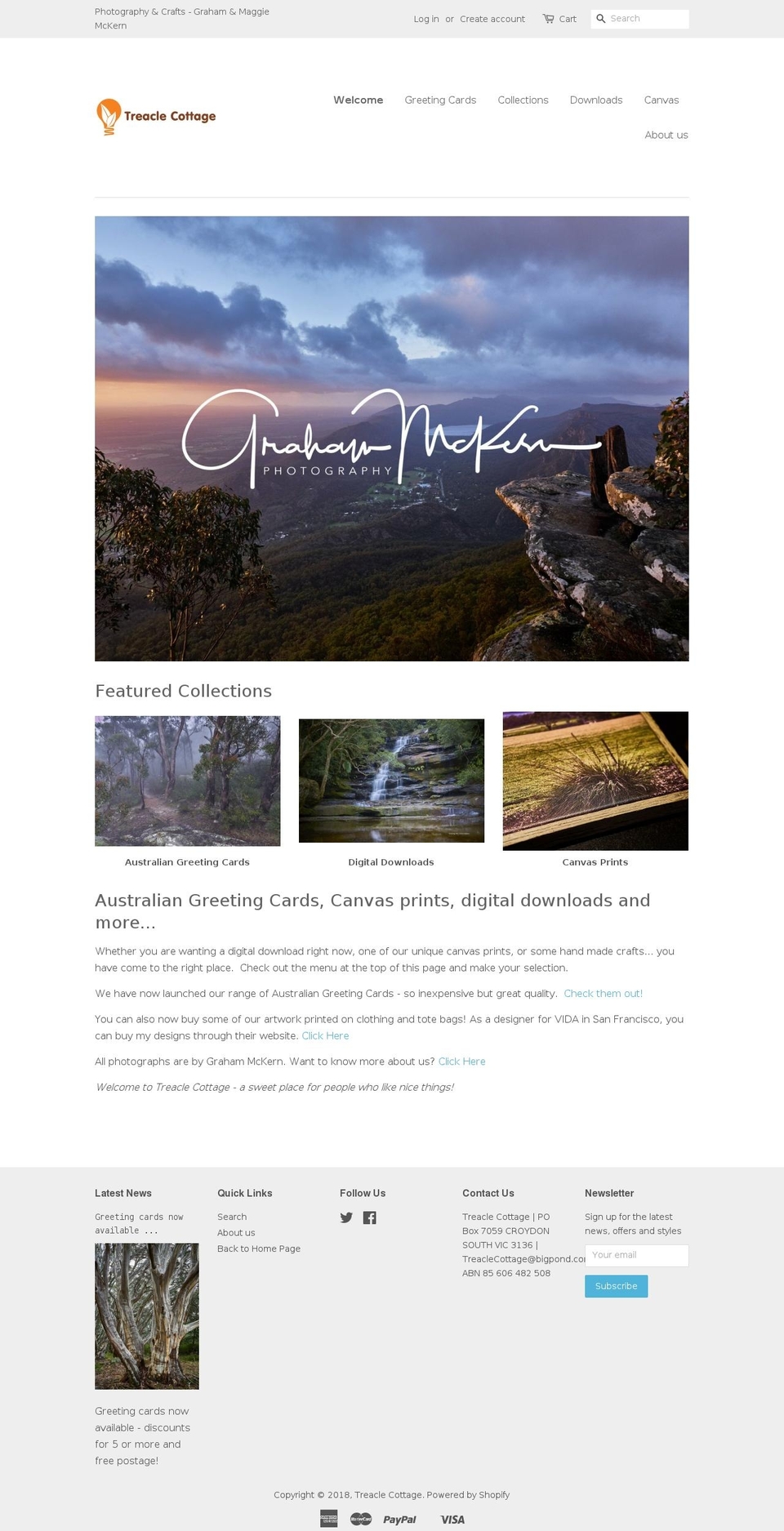 treaclecottage.com.au shopify website screenshot