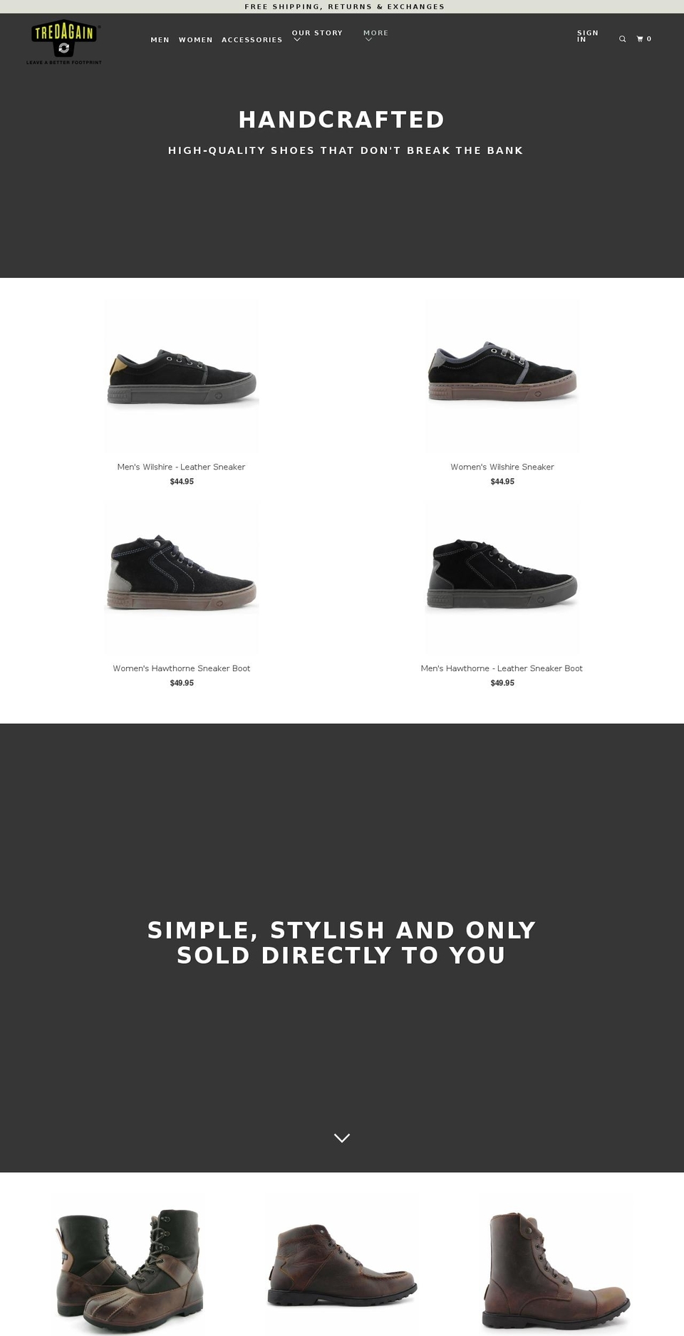 treadagainfootwear.info shopify website screenshot