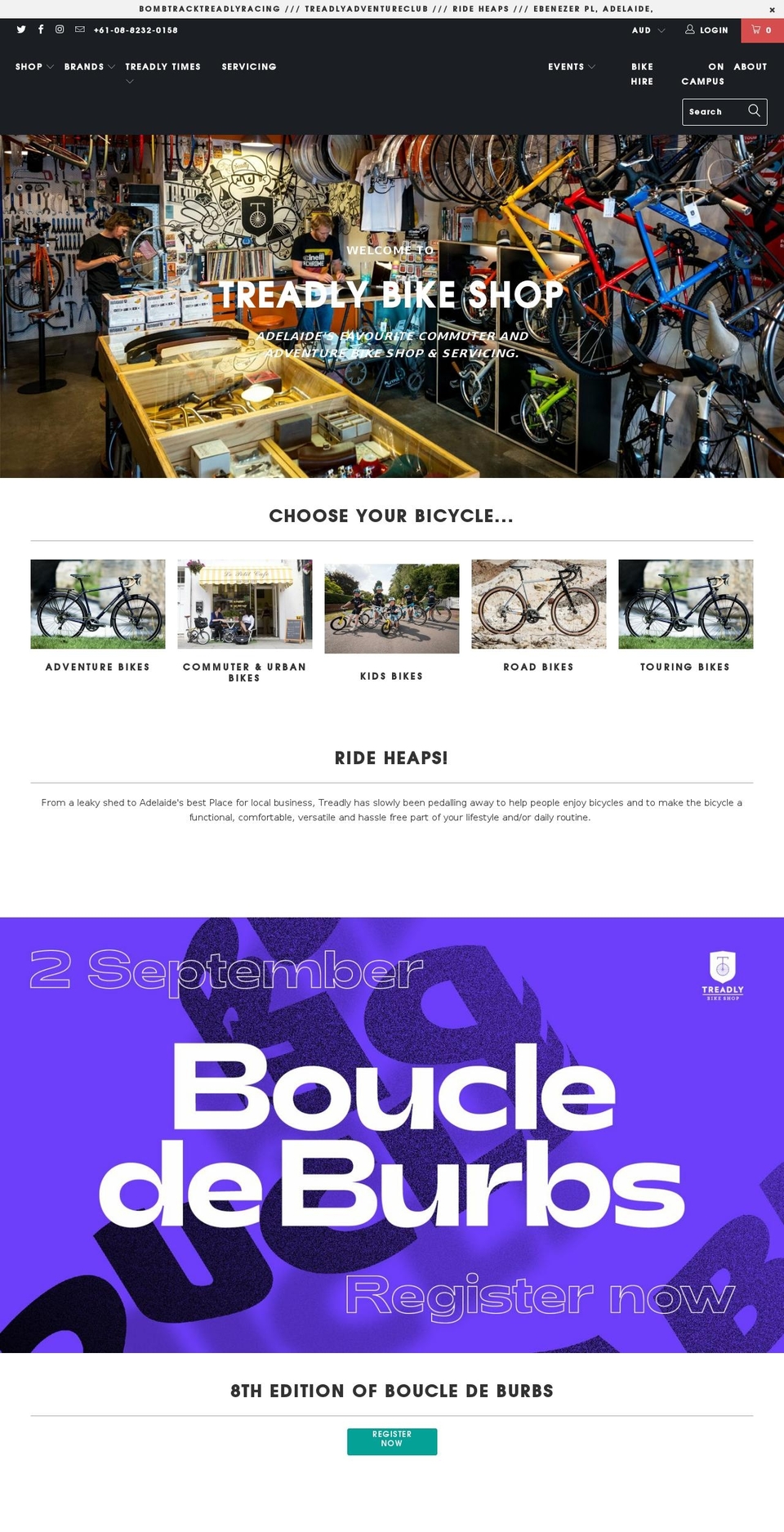 treadlybikeshop.com.au shopify website screenshot