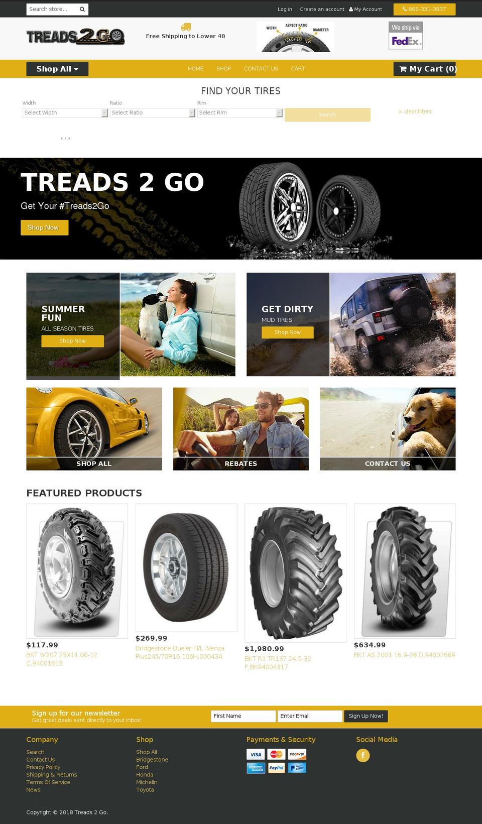 treads2go.com — Shopify storefront screenshot