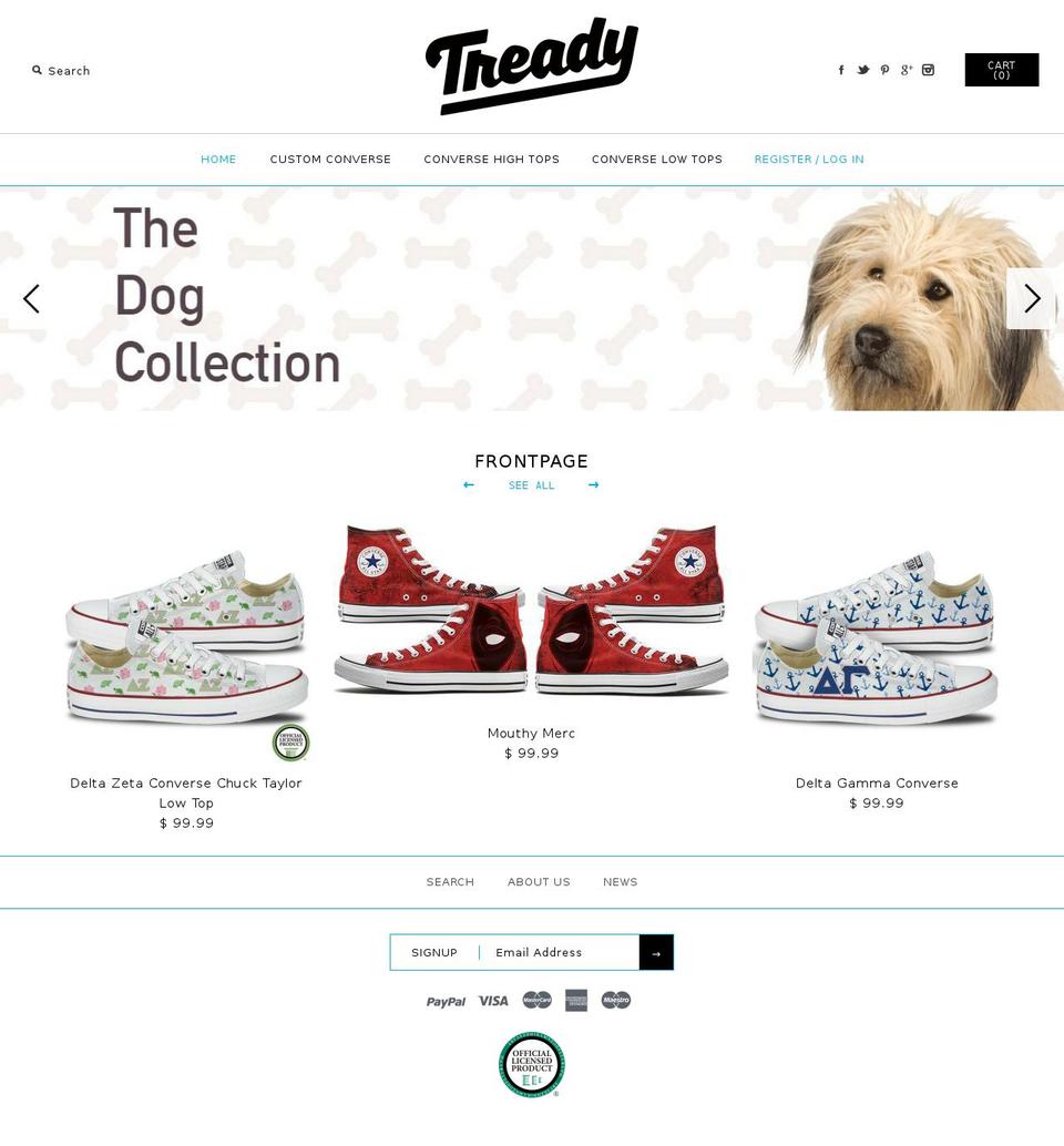 treadyshoes.com shopify website screenshot