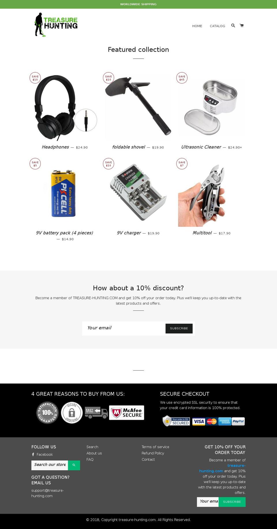 treasure-hunting.com — Shopify storefront screenshot