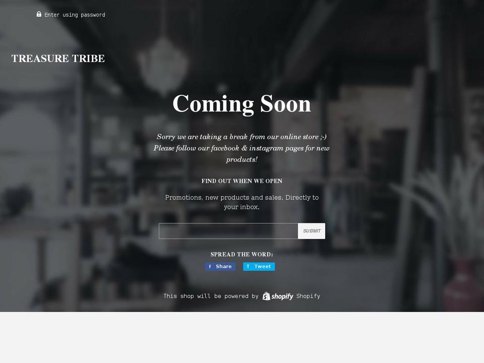 treasure-tribe.myshopify.com shopify website screenshot