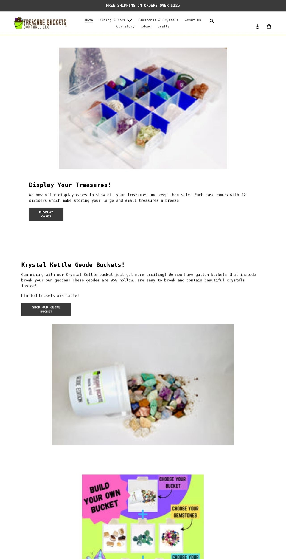 treasurebucketsco.com shopify website screenshot