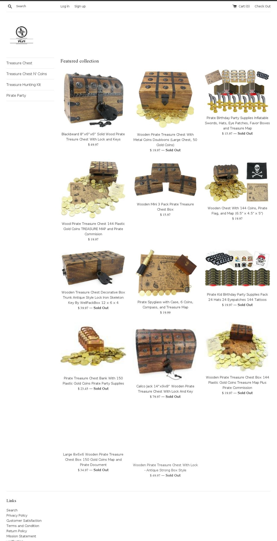 treasurechesthunter.com — Shopify storefront screenshot