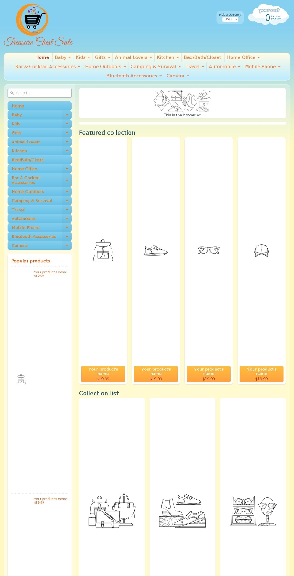 treasurechestsale.com — Shopify storefront screenshot