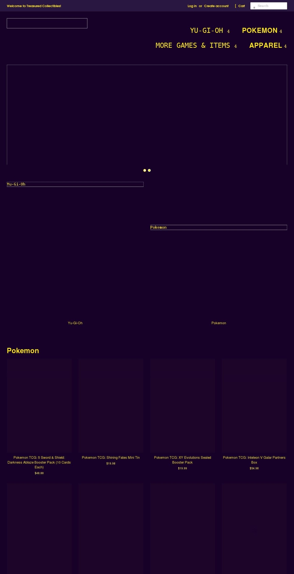 treasurecollectibles.com shopify website screenshot