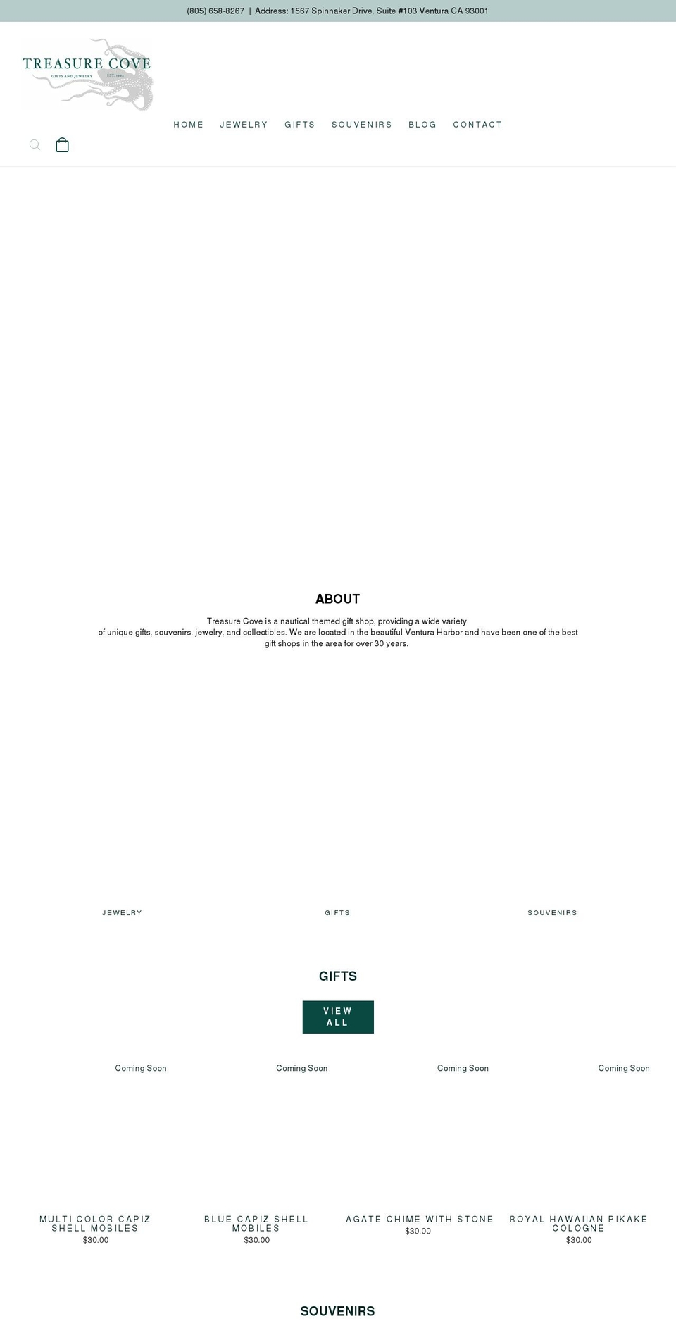 Masad Shopify theme site example treasurecovegifts.com