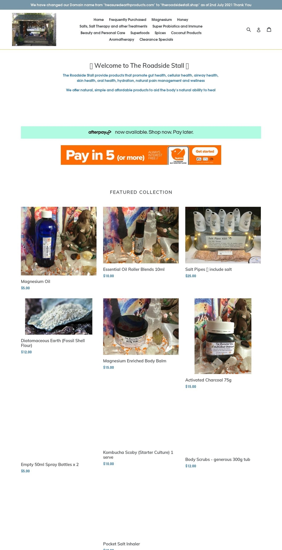 treasuredearthproducts.com — Shopify storefront screenshot