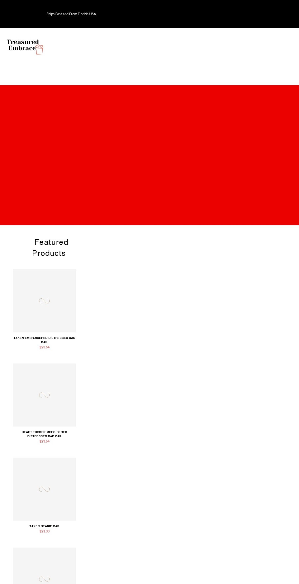 treasuredembrace.com shopify website screenshot