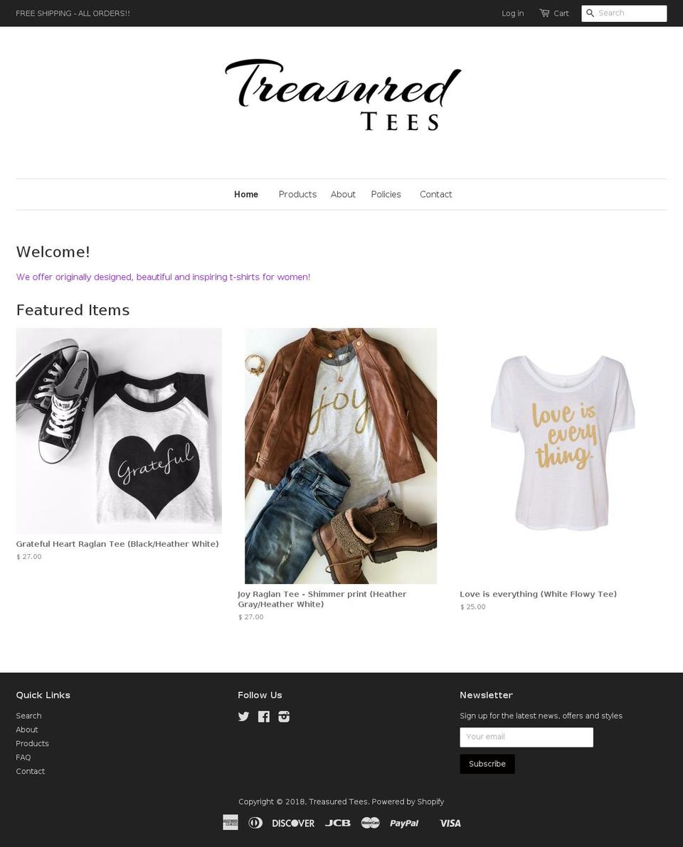 treasuredteesboutique.com — Shopify storefront screenshot