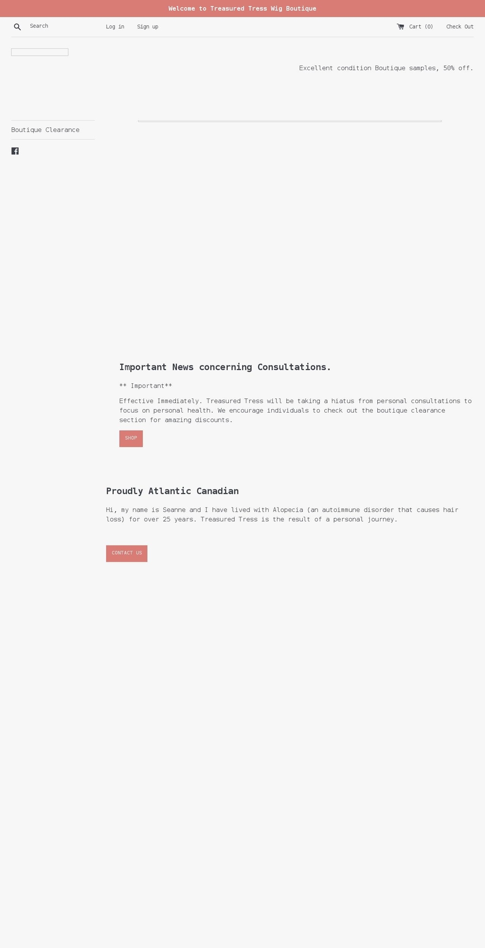 treasuredtresswigs.com shopify website screenshot