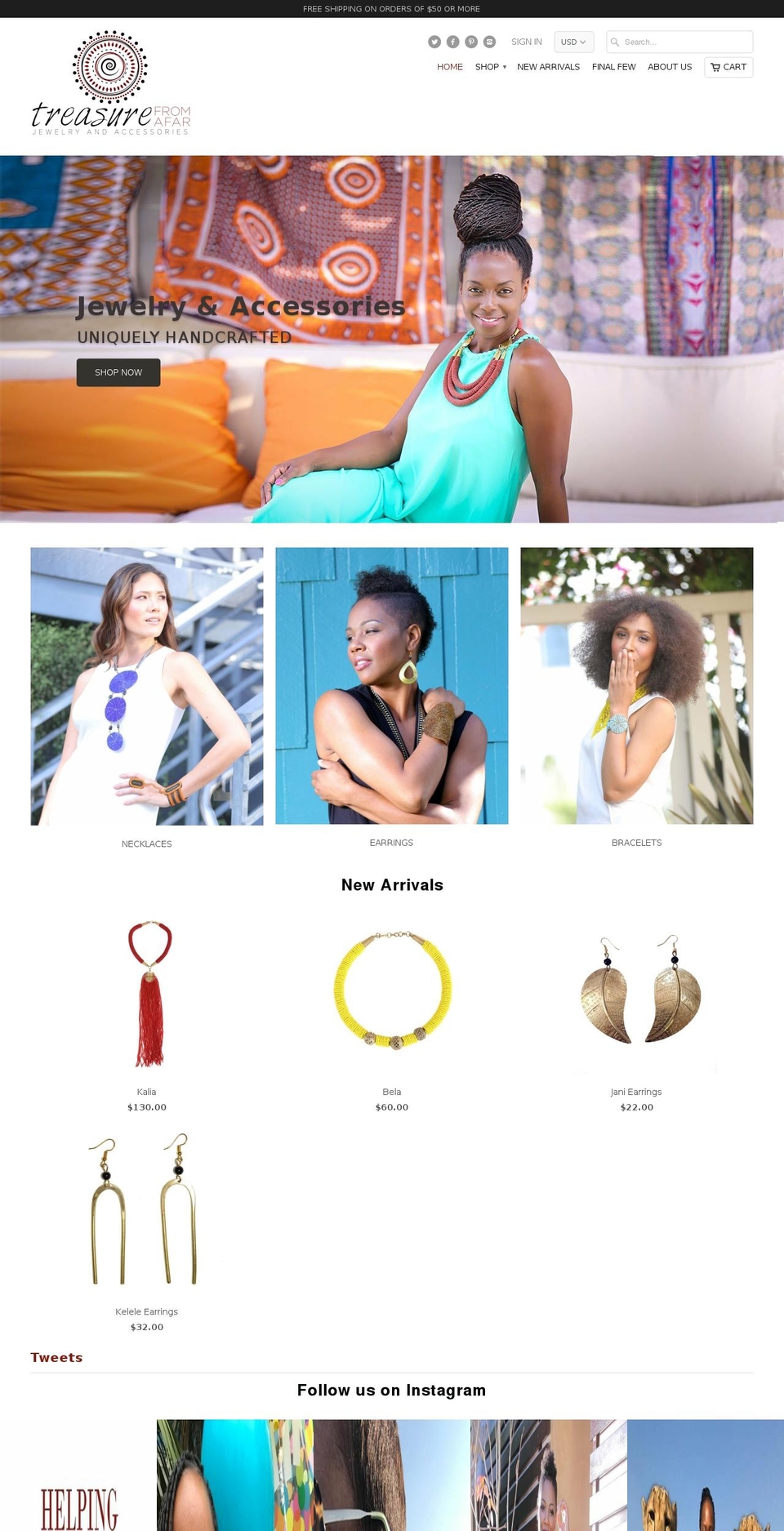 treasurefromafar.com shopify website screenshot
