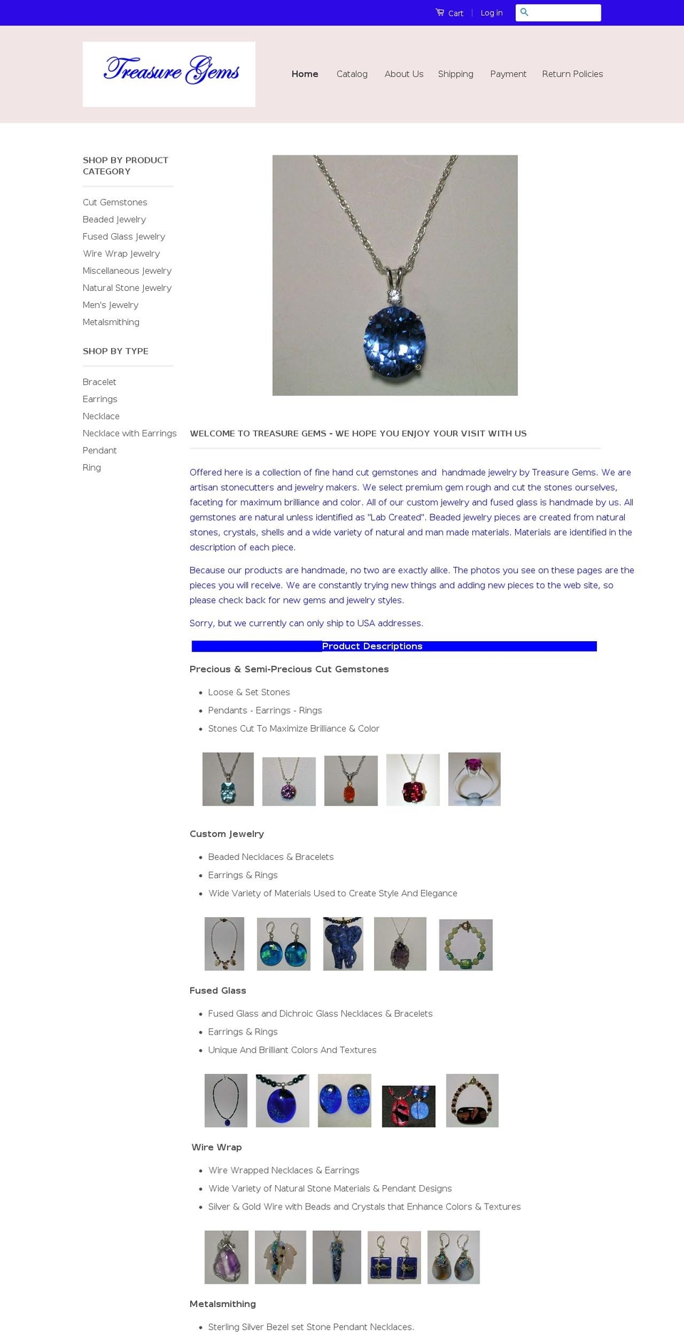 treasuregems.biz shopify website screenshot