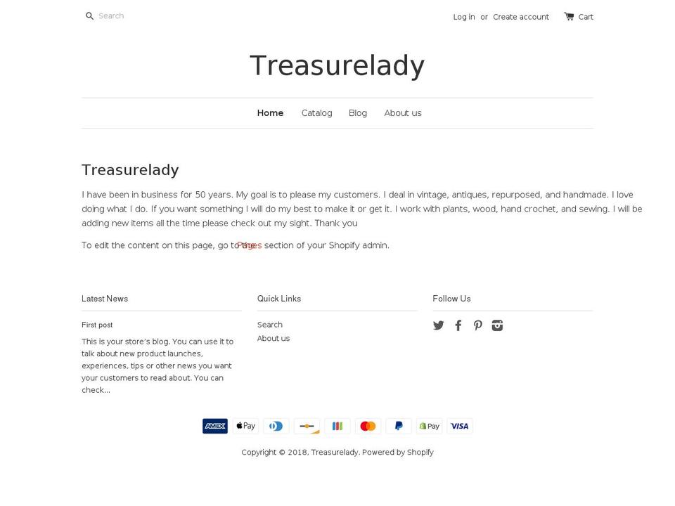 treasureladygifts.com — Shopify storefront screenshot