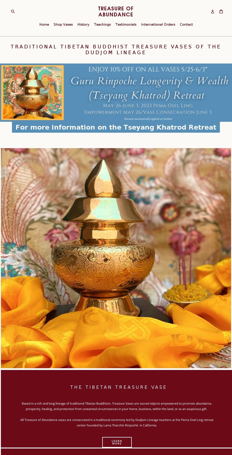 treasureofabundance.com shopify website screenshot