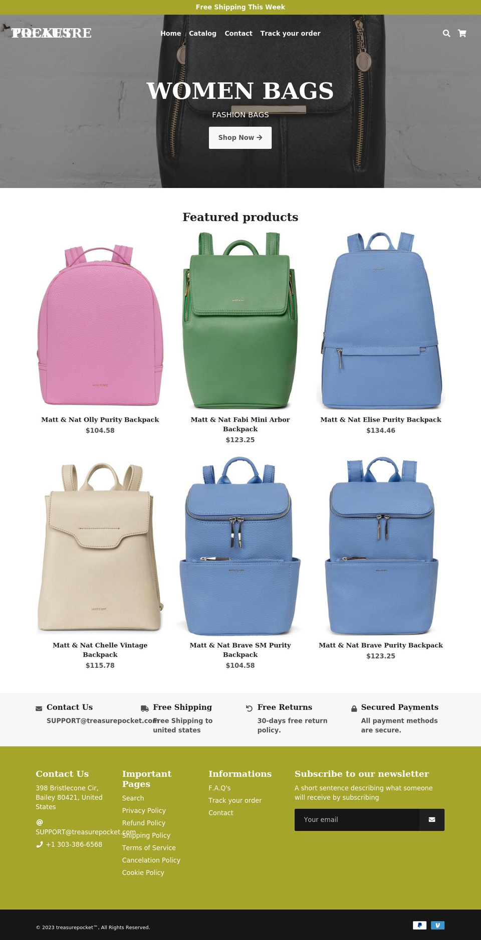 treasurepocket.com shopify website screenshot