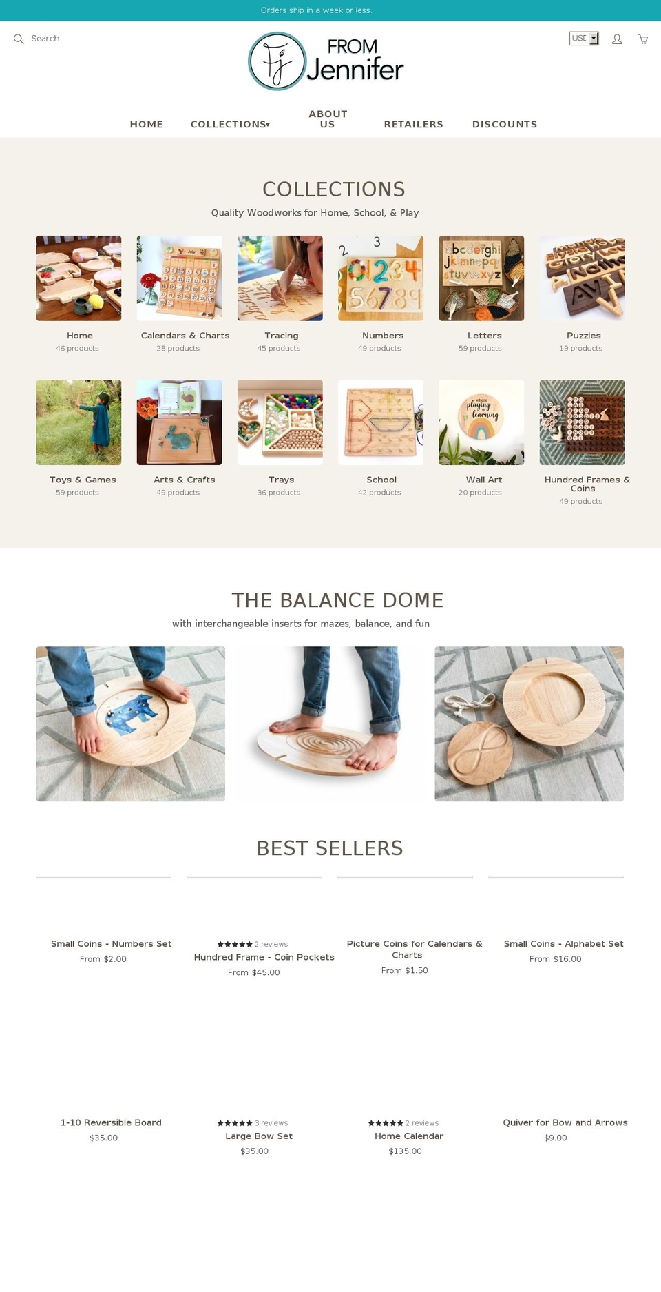 treasuresfromjennifer.com shopify website screenshot
