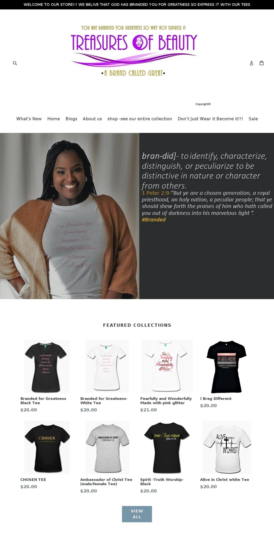 treasuresofbeauty.com — Shopify storefront screenshot