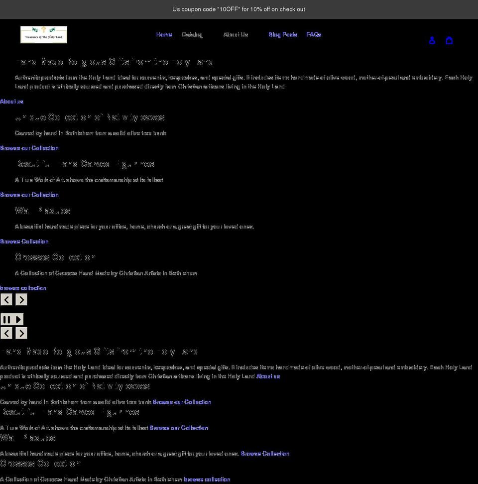 treasuresofholyland.com shopify website screenshot