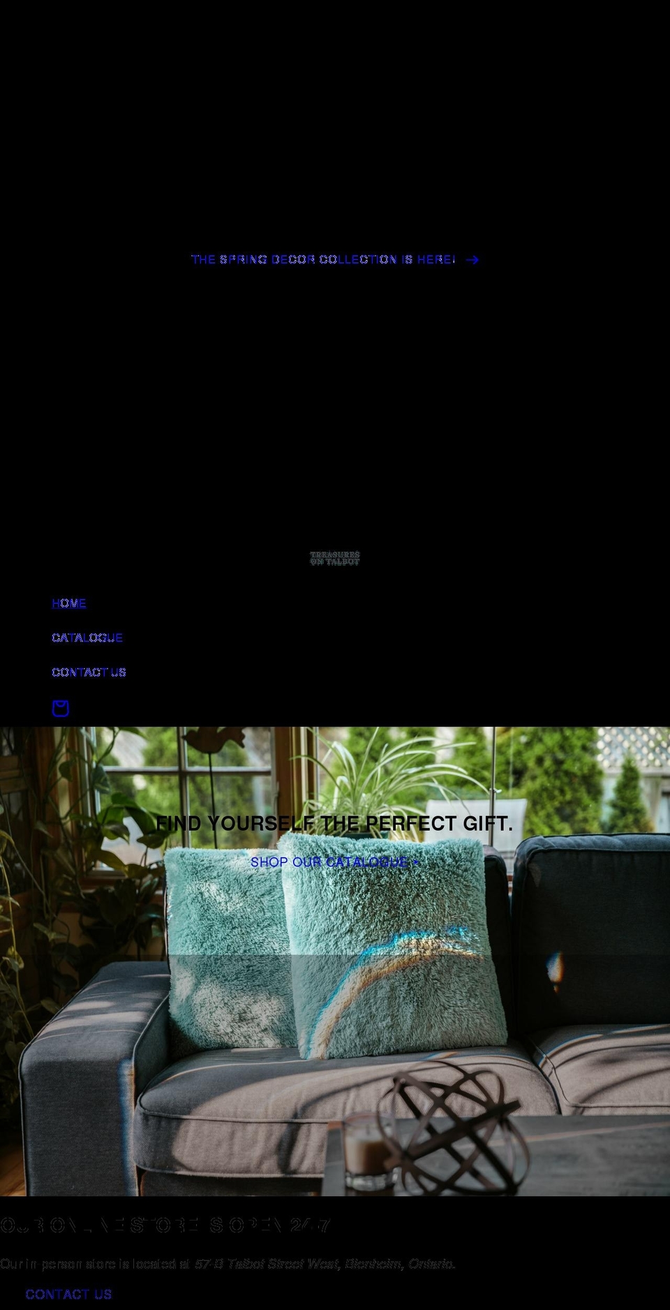 treasuresontalbot.com shopify website screenshot