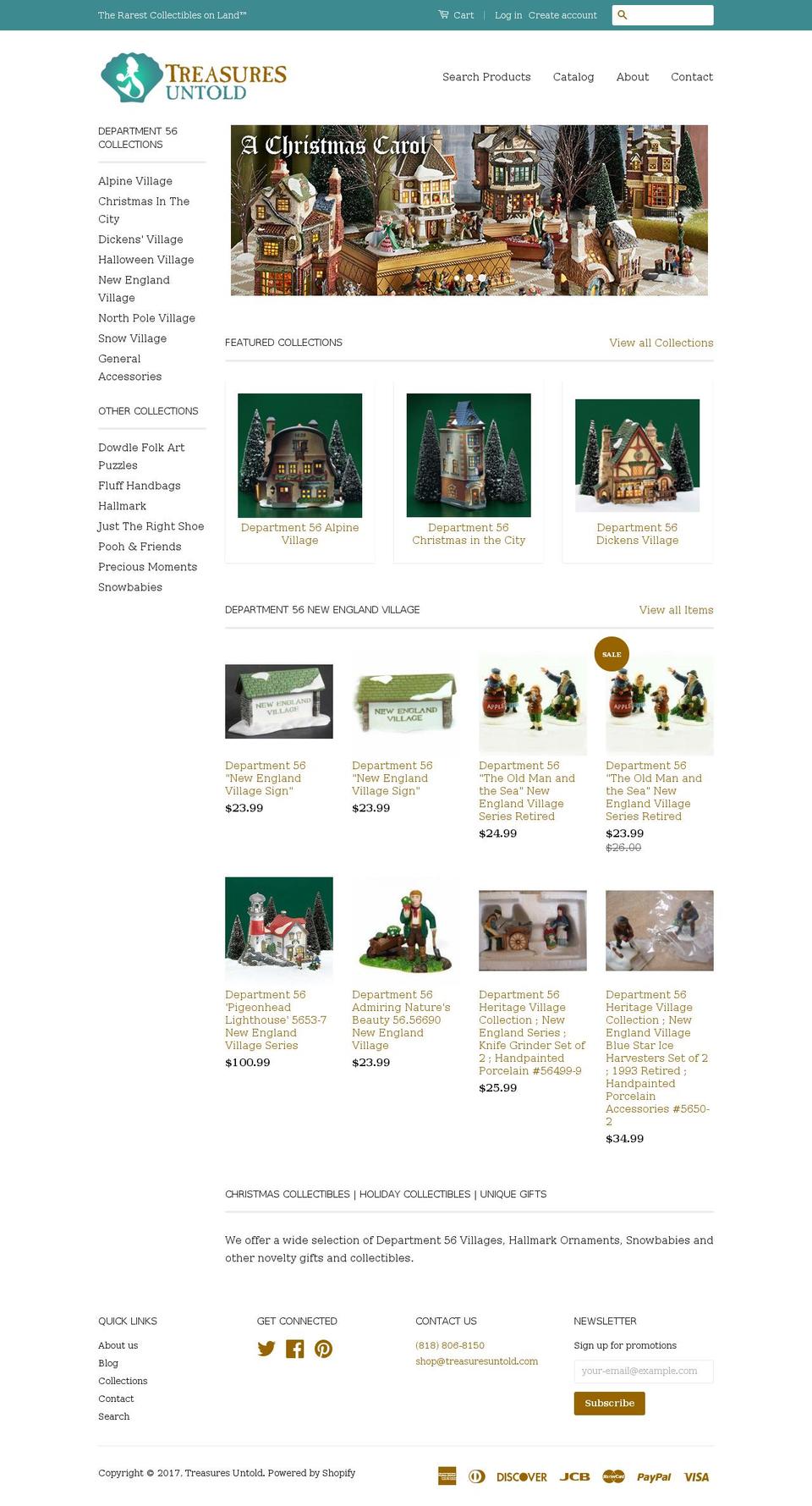 treasuresuntold.com shopify website screenshot