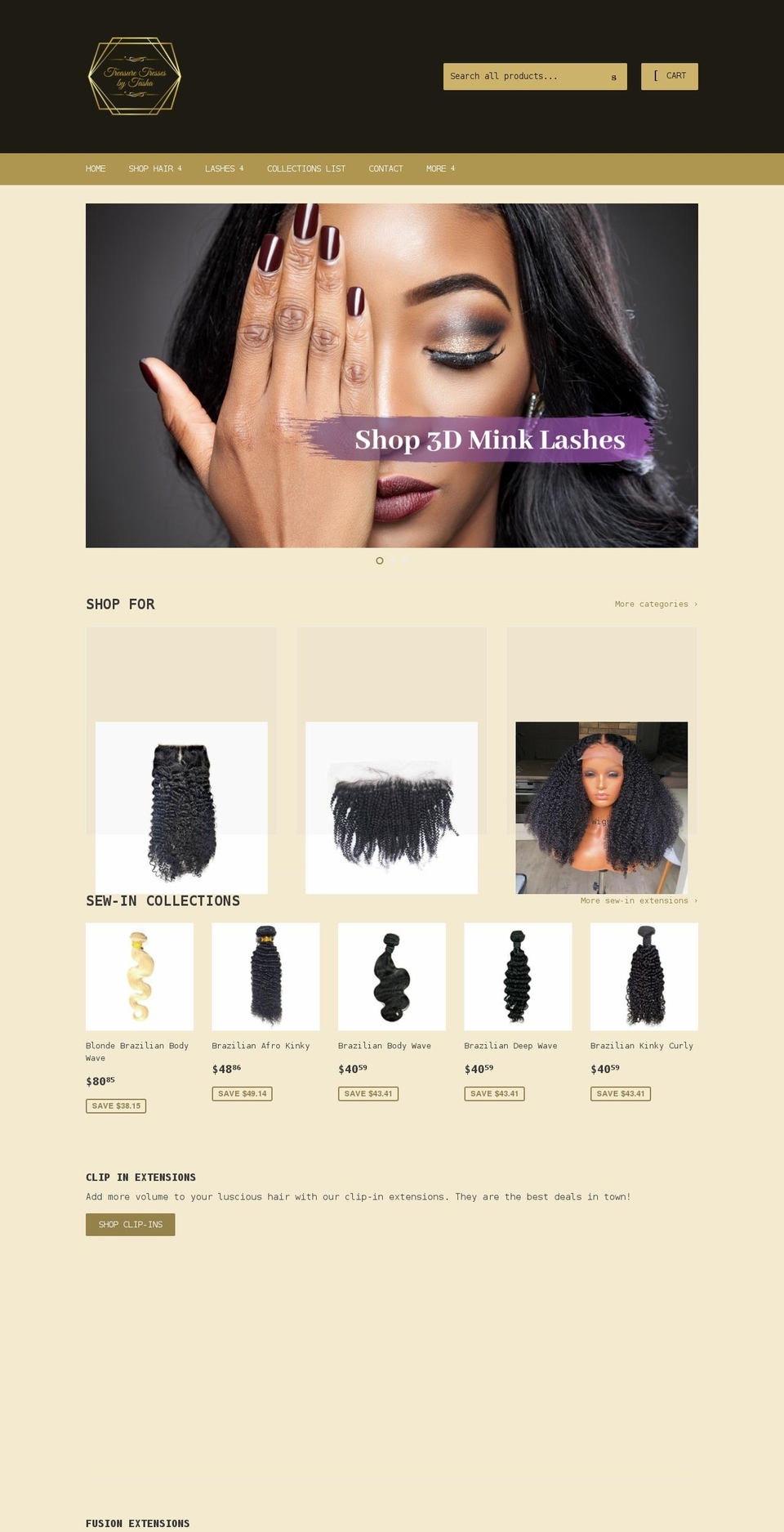 treasuretressesbytasha.com shopify website screenshot