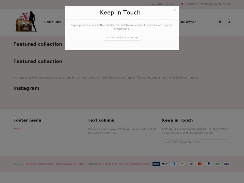 treasursecretxchange.com shopify website screenshot