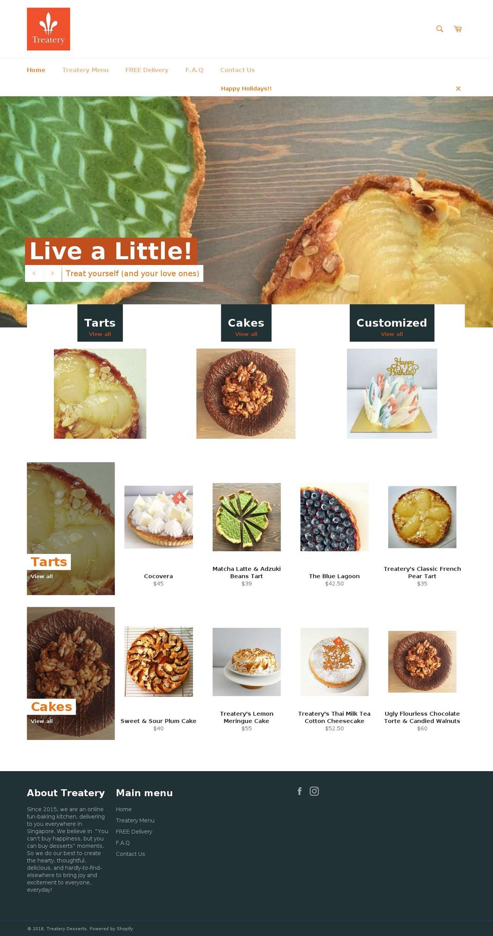 treaterydesserts.com — Shopify storefront screenshot