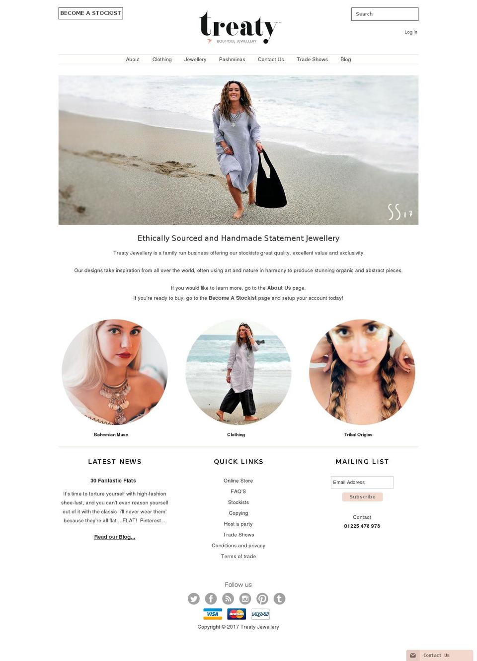 treatyjewellery.co.uk shopify website screenshot