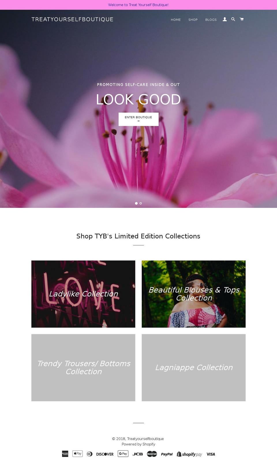 treatyourselfboutique.com shopify website screenshot