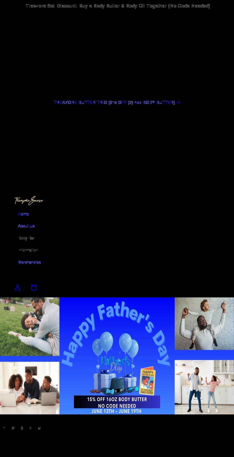 treazorescense.com shopify website screenshot