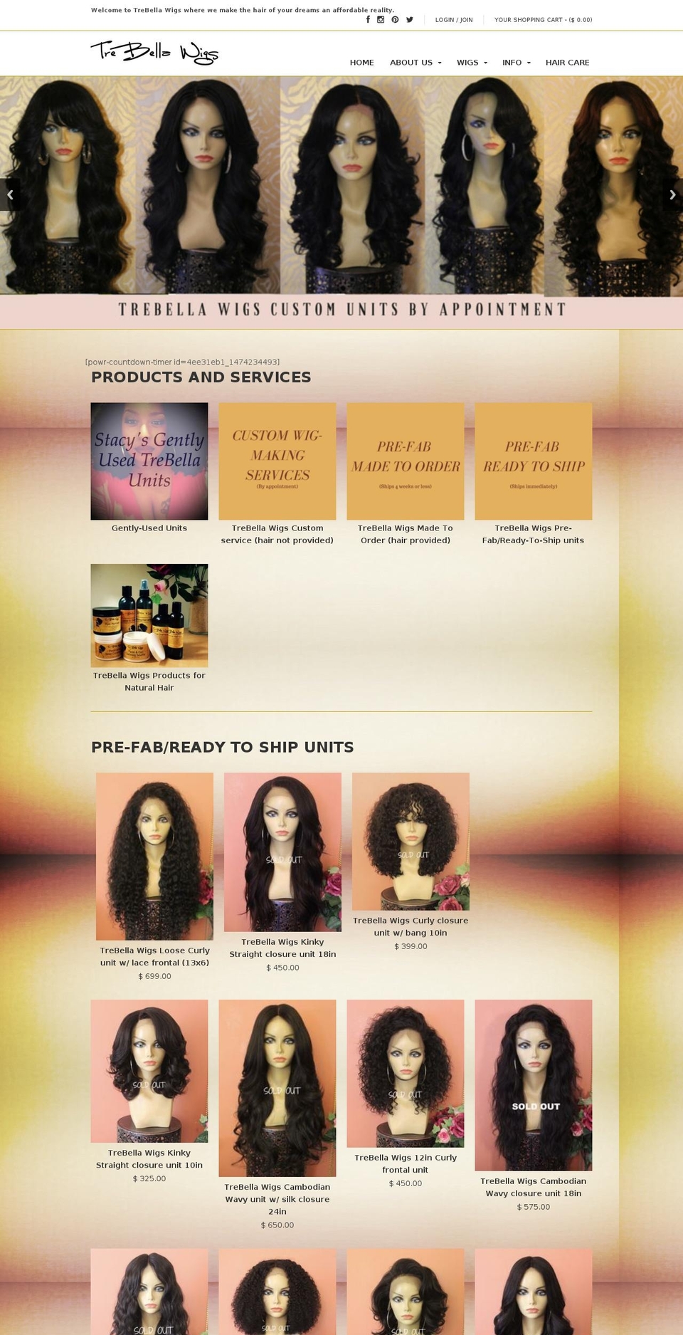 trebellawigs.com shopify website screenshot