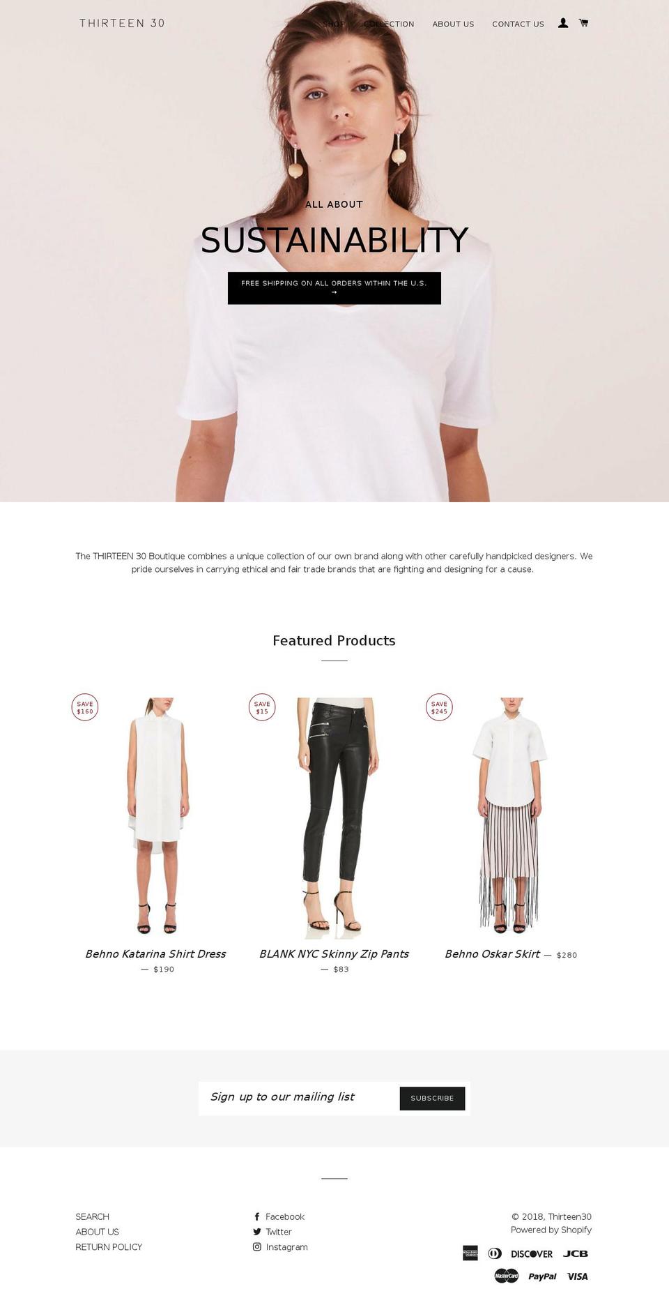 trecetreinta.com — Shopify storefront screenshot