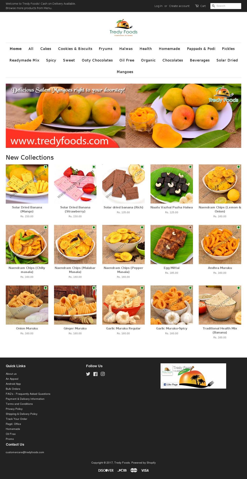tredyfoods.com shopify website screenshot