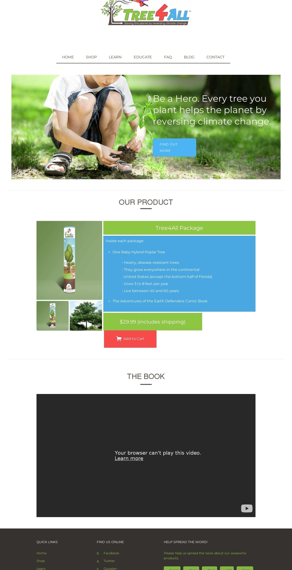 tree4all.org shopify website screenshot