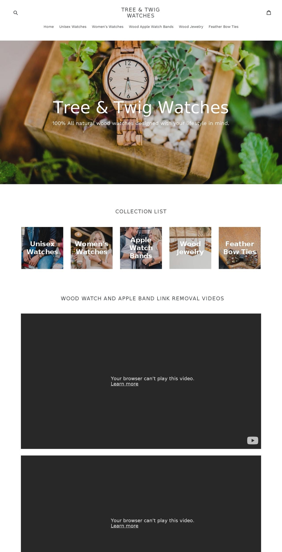 treeandtwigwatches.com — Shopify storefront screenshot