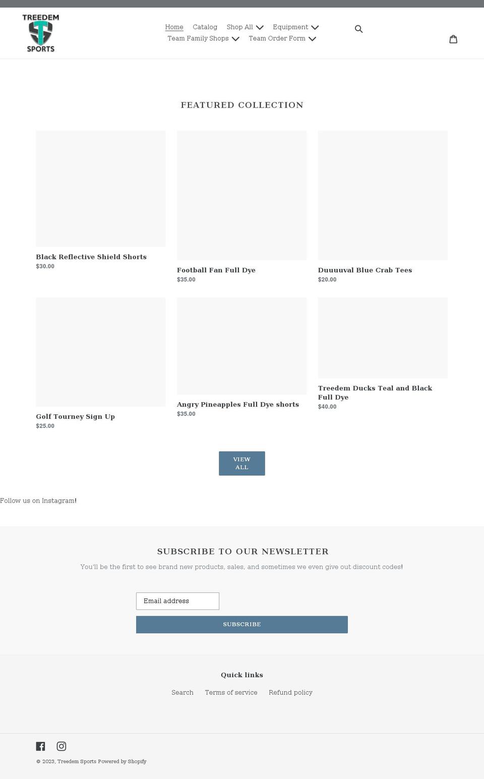 treedemsports.com shopify website screenshot