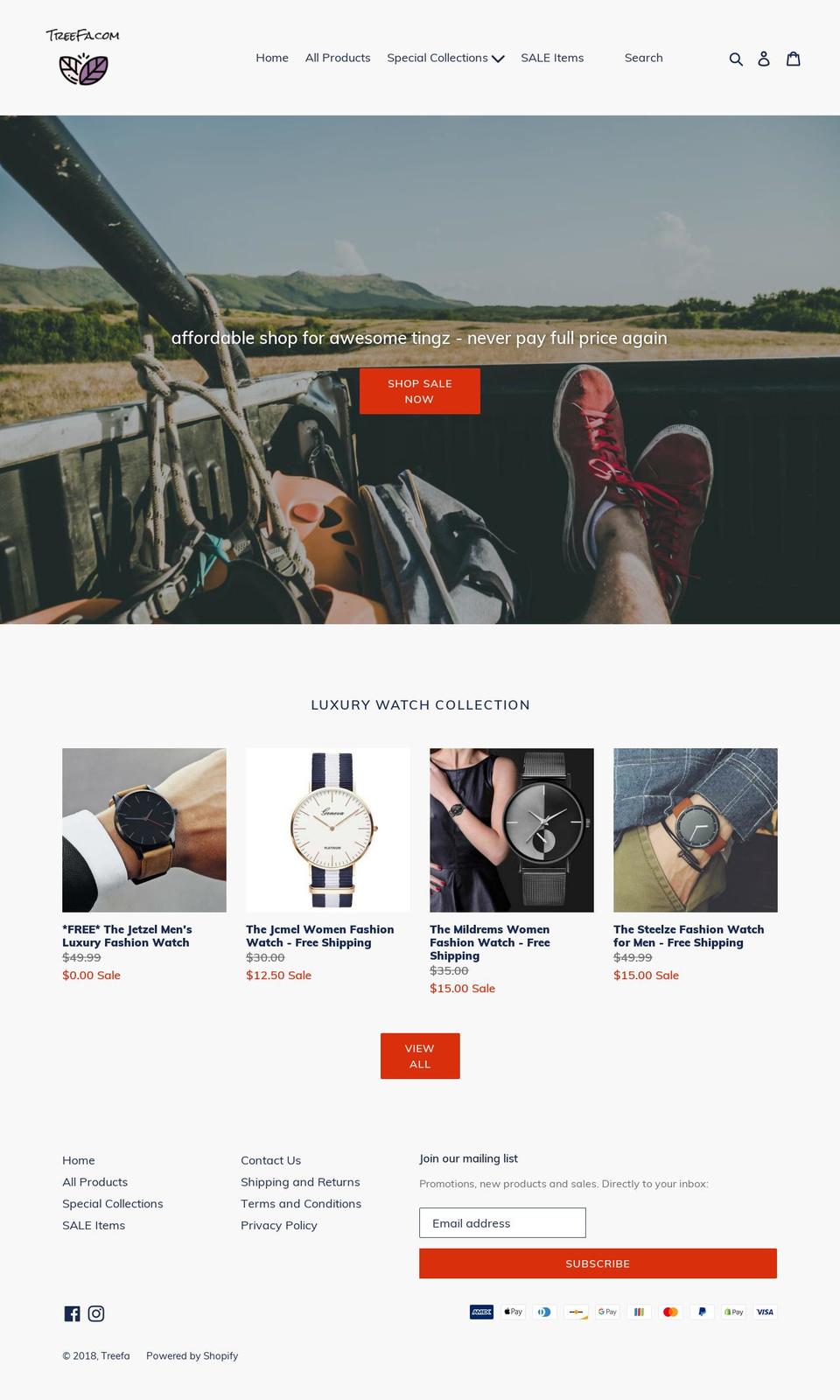 treefa.com — Shopify storefront screenshot