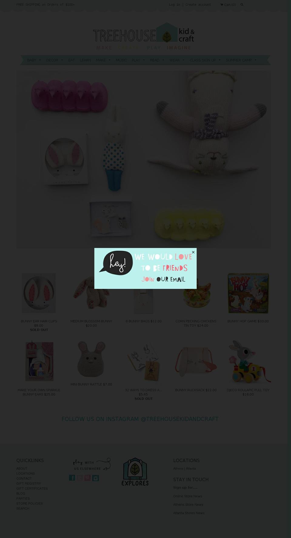 treehousekidandcraft.com shopify website screenshot