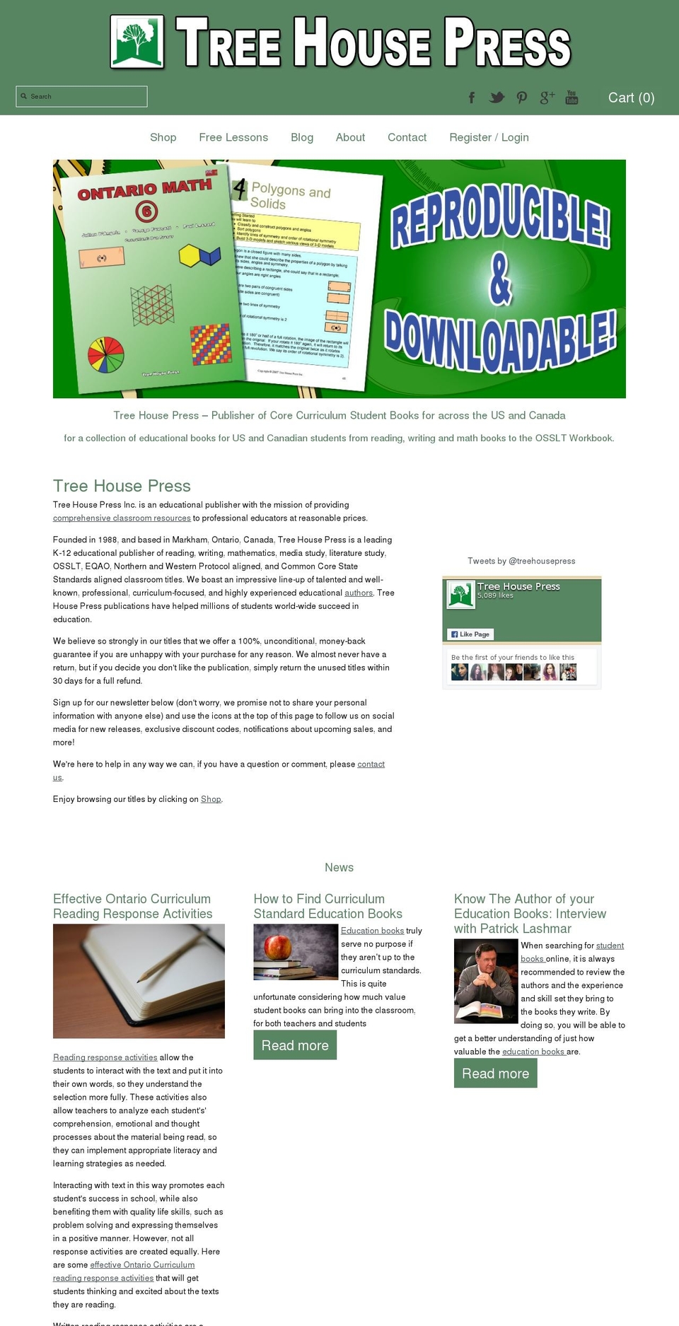 treehousepress.info shopify website screenshot