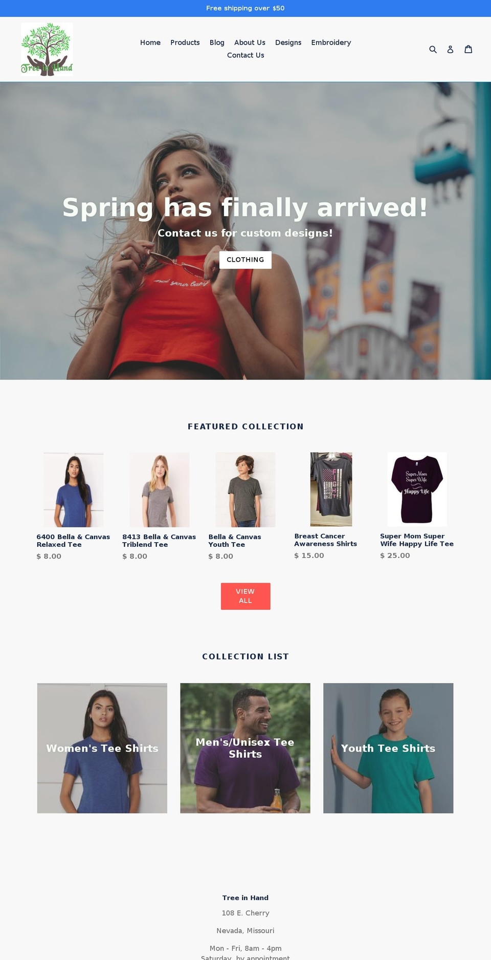 treeinhand.com — Shopify storefront screenshot