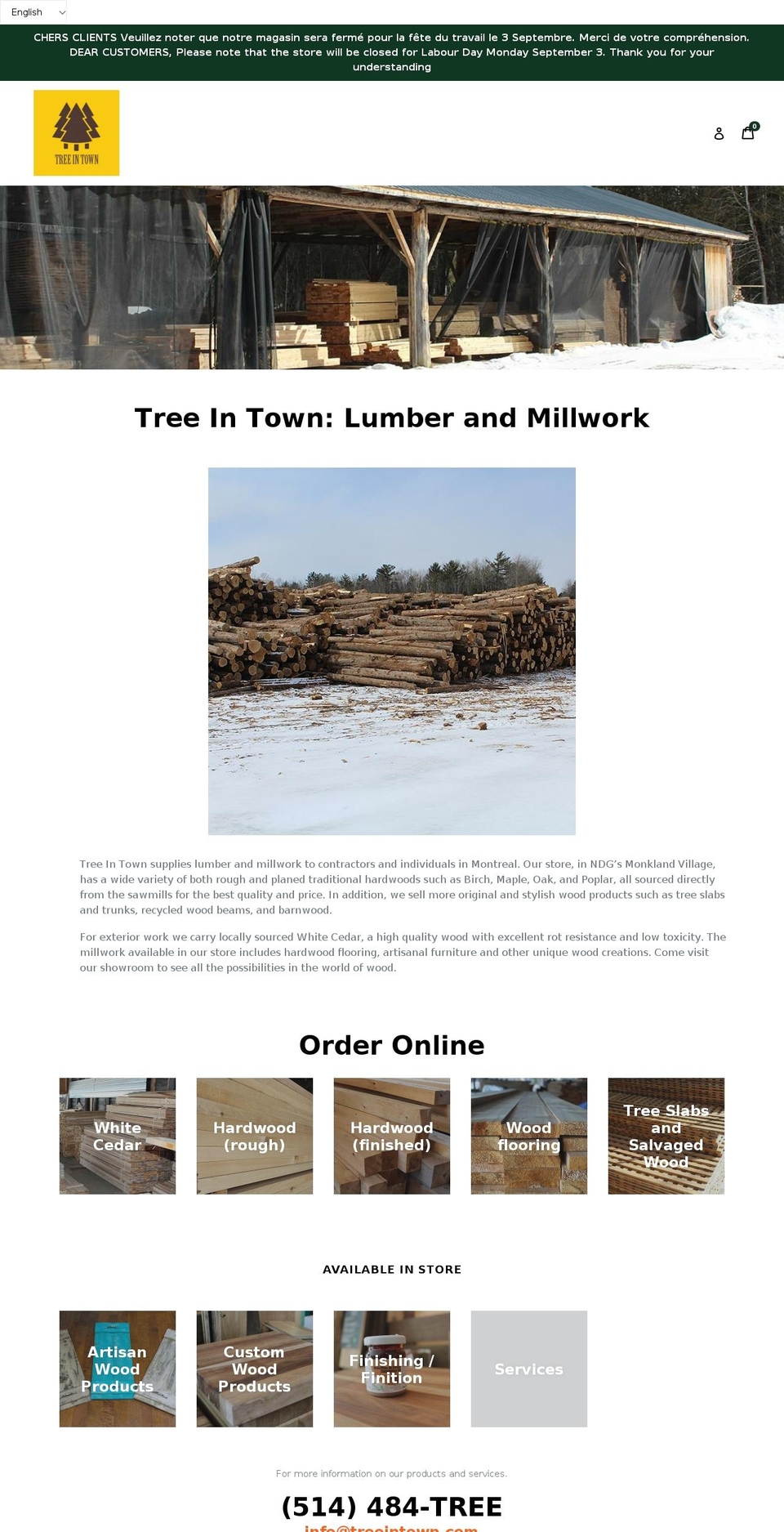 treeintown.net shopify website screenshot