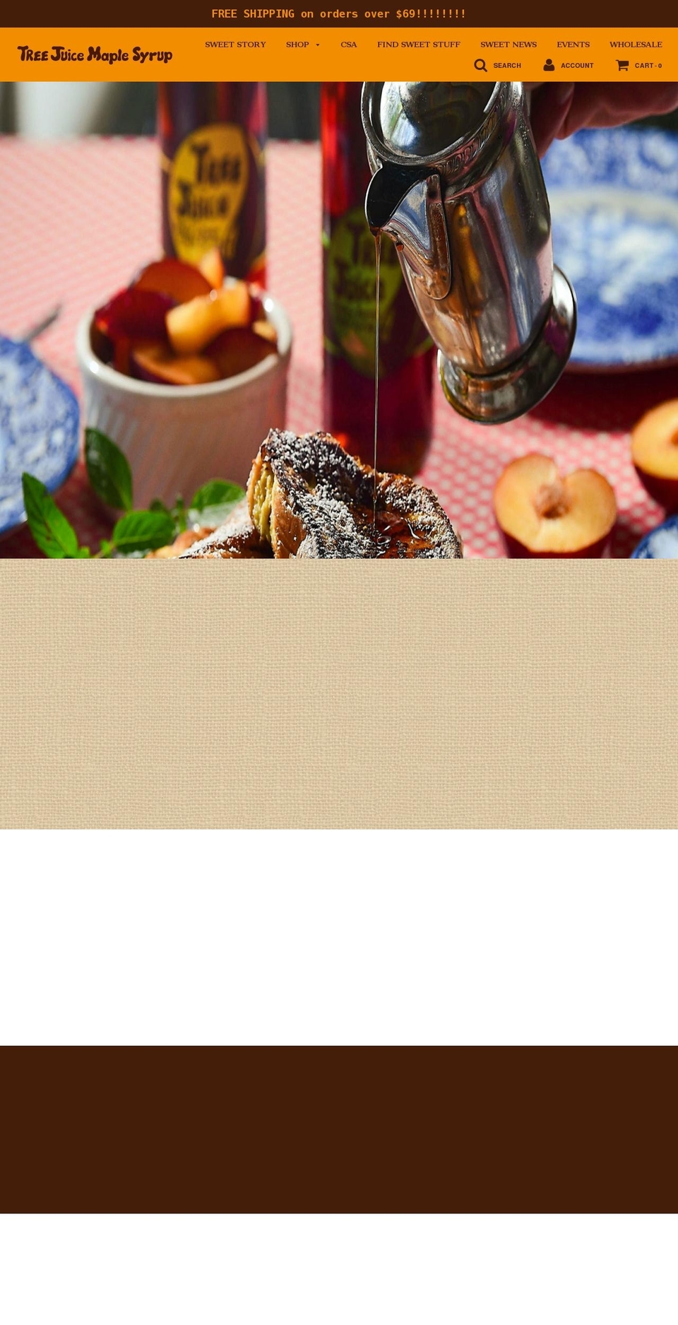 treejuicemaplesyrup.com shopify website screenshot
