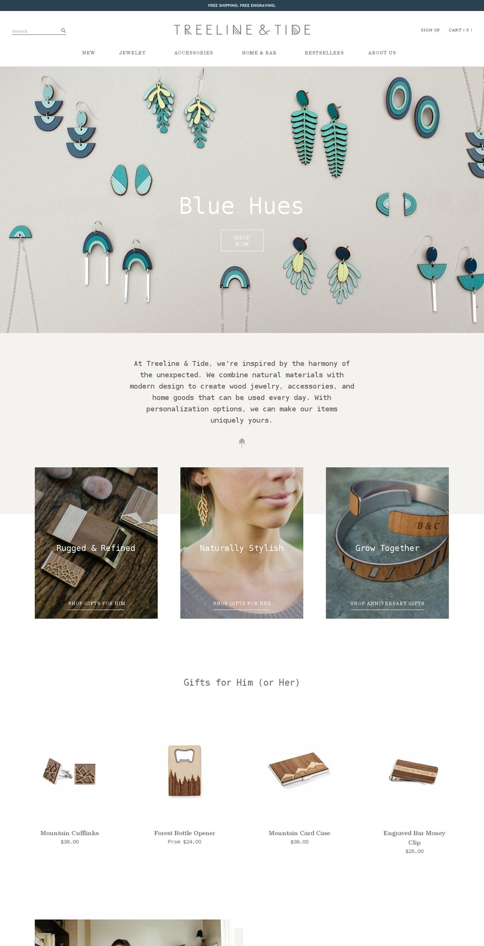 treelineandtide.com shopify website screenshot