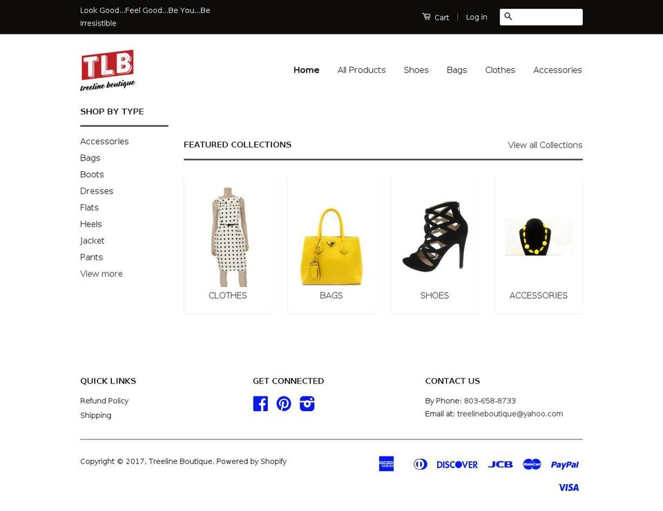treelineboutique.com shopify website screenshot