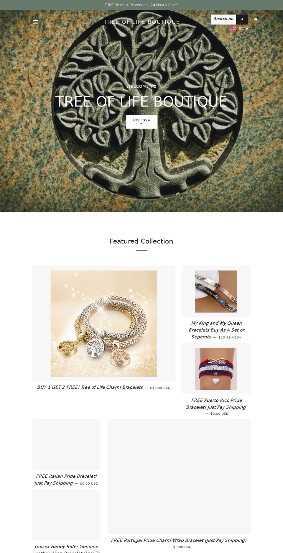 treeoflifeboutique.com — Shopify storefront screenshot