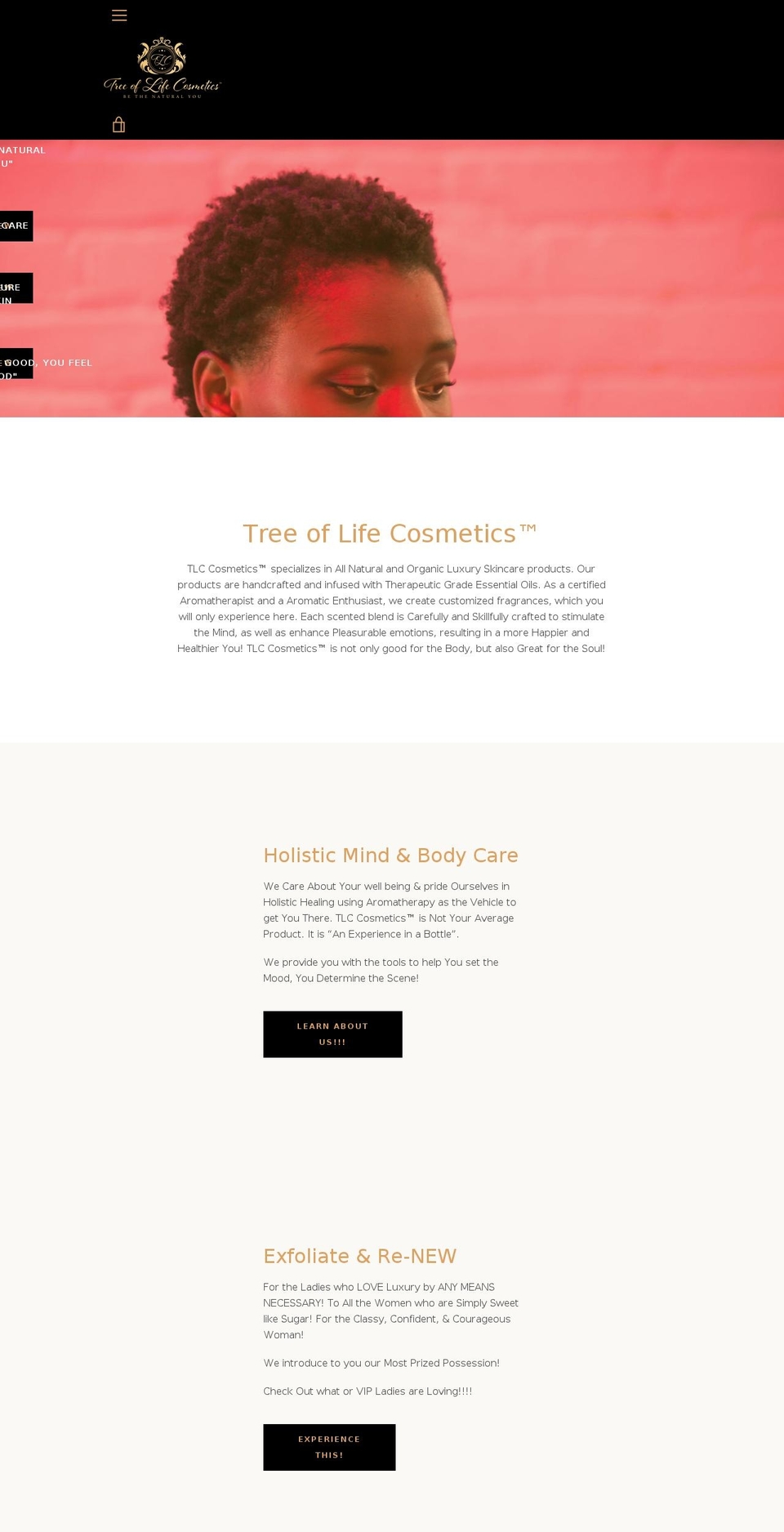 treeoflifecosmetics.org shopify website screenshot