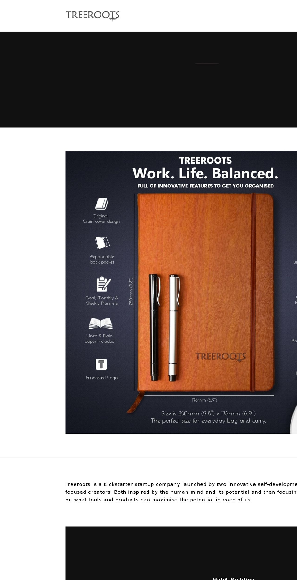 treerootsnotebook.com shopify website screenshot
